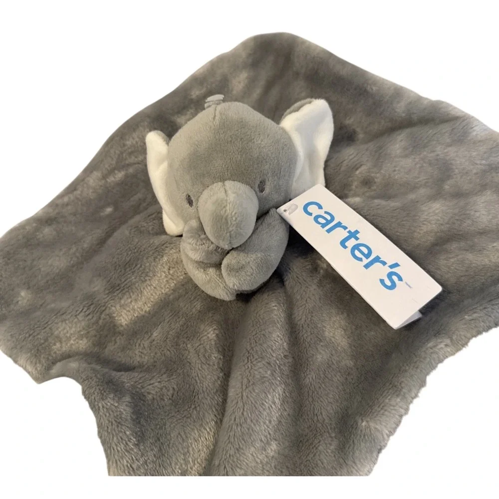 Carters Gray Elephant Baby Lovey Plush Silk Border‎ Polka Dot Lining 01/2026 NWT